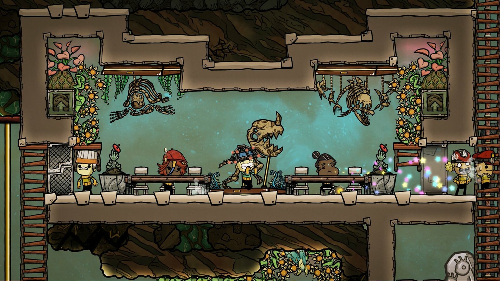 Oxygen Not Included Prehistoric Planet Pack DLC - A room in the space colony sim.