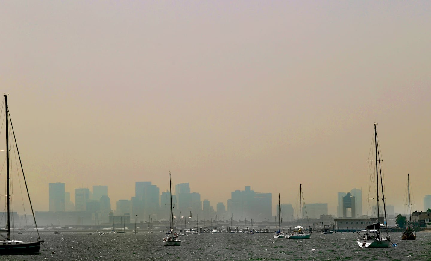 Boston viewed through the haze from Winthrop on June 12.