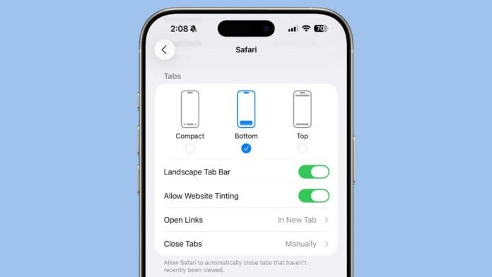 Apple Offers Safari Design Choices in iOS 26, Learning from