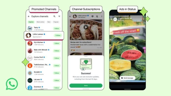 WhatsApp Announces Ads in Status, Channel Subscriptions, and More Features